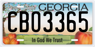 GA license plate CBO3365