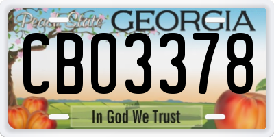 GA license plate CBO3378