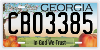 GA license plate CBO3385