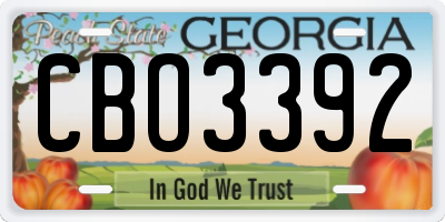 GA license plate CBO3392