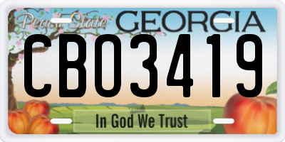 GA license plate CBO3419