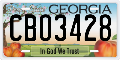 GA license plate CBO3428
