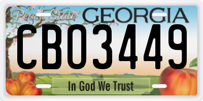 GA license plate CBO3449