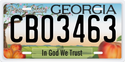 GA license plate CBO3463