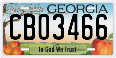 GA license plate CBO3466