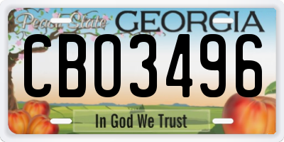 GA license plate CBO3496