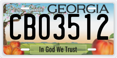 GA license plate CBO3512