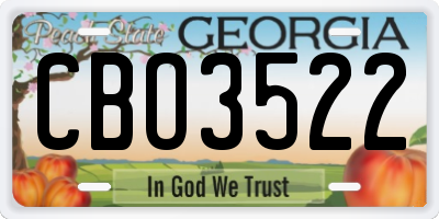 GA license plate CBO3522