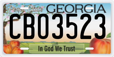 GA license plate CBO3523