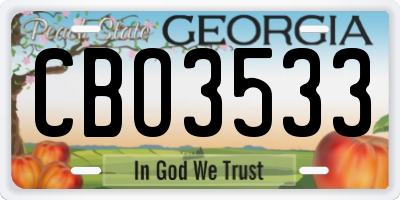 GA license plate CBO3533