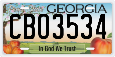 GA license plate CBO3534