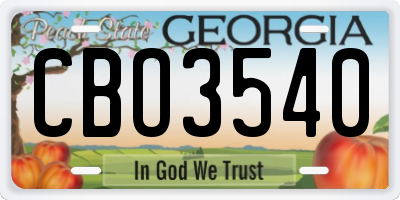 GA license plate CBO3540