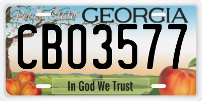 GA license plate CBO3577
