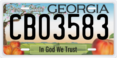 GA license plate CBO3583