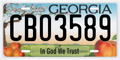 GA license plate CBO3589