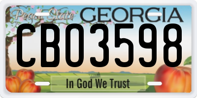 GA license plate CBO3598