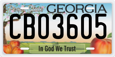 GA license plate CBO3605