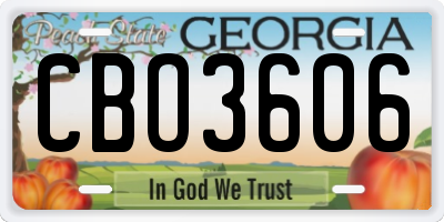 GA license plate CBO3606