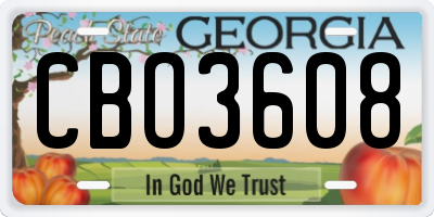 GA license plate CBO3608