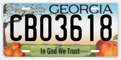 GA license plate CBO3618