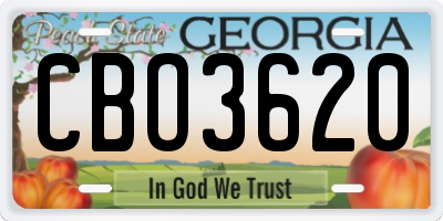GA license plate CBO3620