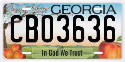 GA license plate CBO3636