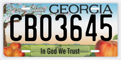 GA license plate CBO3645