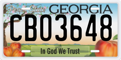 GA license plate CBO3648