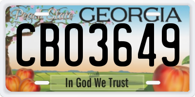 GA license plate CBO3649