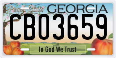 GA license plate CBO3659