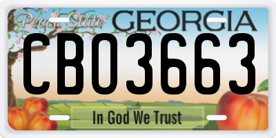 GA license plate CBO3663