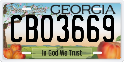 GA license plate CBO3669