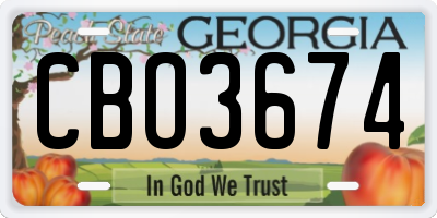 GA license plate CBO3674
