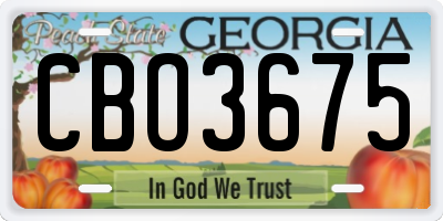 GA license plate CBO3675