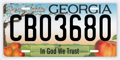 GA license plate CBO3680