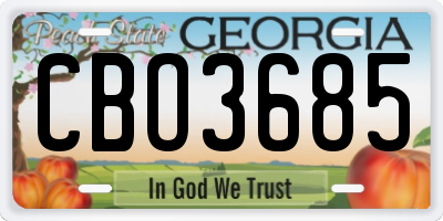 GA license plate CBO3685