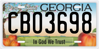 GA license plate CBO3698