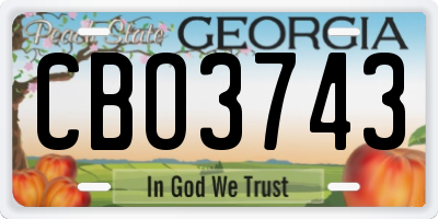 GA license plate CBO3743
