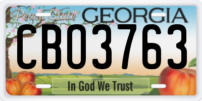 GA license plate CBO3763