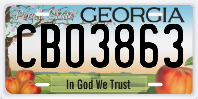 GA license plate CBO3863