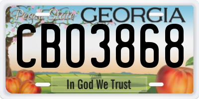 GA license plate CBO3868