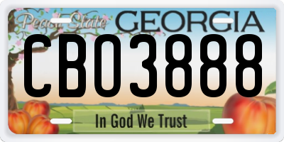 GA license plate CBO3888