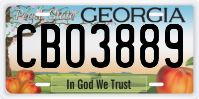 GA license plate CBO3889