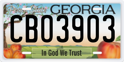 GA license plate CBO3903