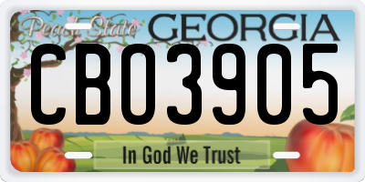 GA license plate CBO3905