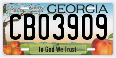 GA license plate CBO3909