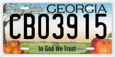 GA license plate CBO3915