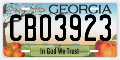 GA license plate CBO3923