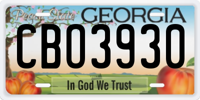 GA license plate CBO3930