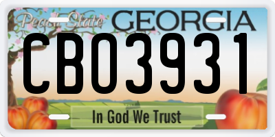 GA license plate CBO3931